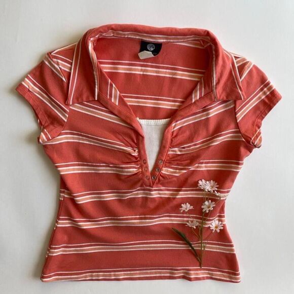 Y2K salmon striped top - Picture 1 of 8